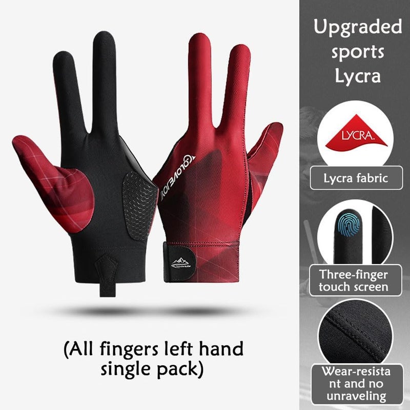 Wnddle Pool Glove Left Hand, Billiard Pool Gloves for Left Hand 3 Finger, Snooker Cue Sport Glove Popular, Billiards Glove, Sizes for Men & Women - Image 3